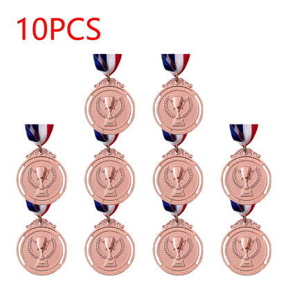 Gold Silver Bronze Trophy Award 1st 2nd 3rd Prize Medal Winner Reward Encourage Badge with Neck Ribbon for Kids Competitions 