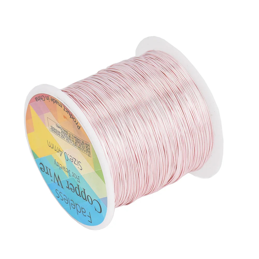 28 26 24Gauge Beading Floral Colored Jewelry Making Copper Craft Wire Soft DIY Metal Craft Art Wire 62-100Meters - Pink / 32g