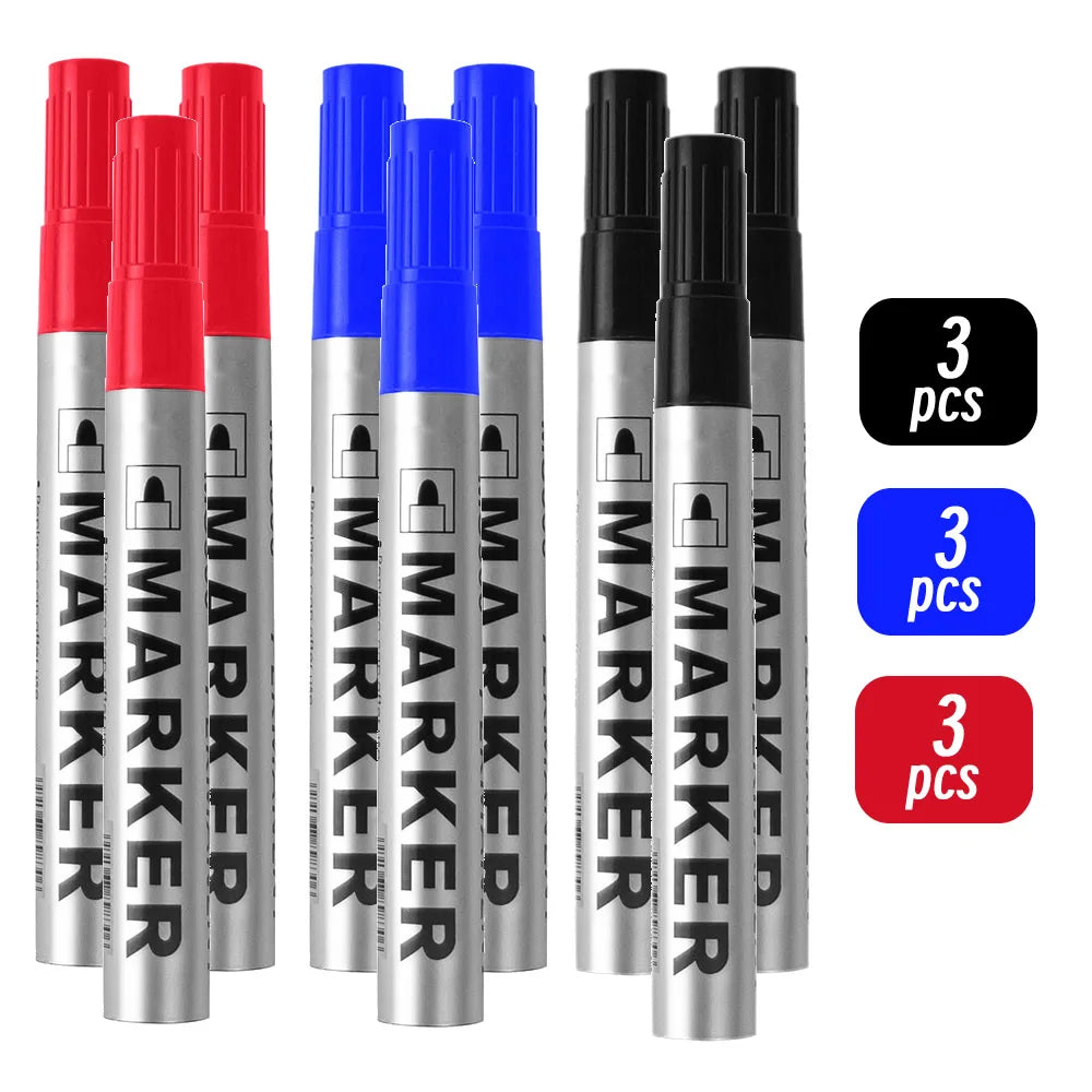 Permanent Paint Marker Pen Waterproof Black Pen for Tyre Oily Markers Quick Drying Signature Pen Stationery Supplies - 3red 3