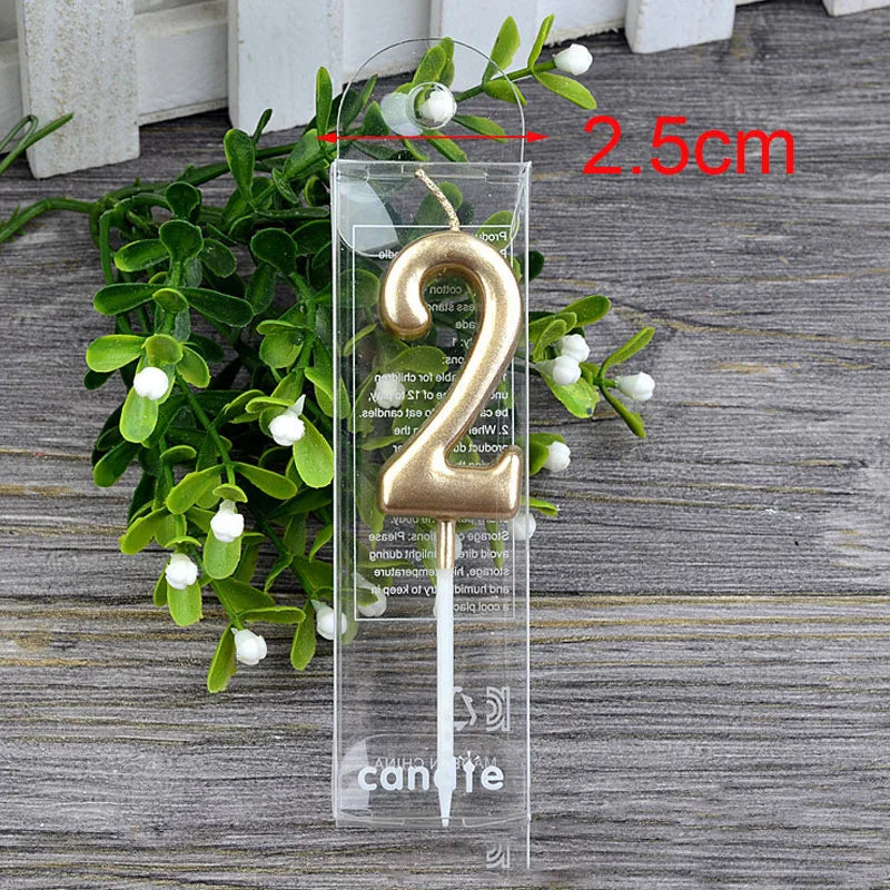 1Pcs Gold Happy Birthday Number Cake Candles 0 1 2 3 4 5 6 7 8 9 Cake Topper Kids Girls Boys Bar Baby Party Supplies Decorati