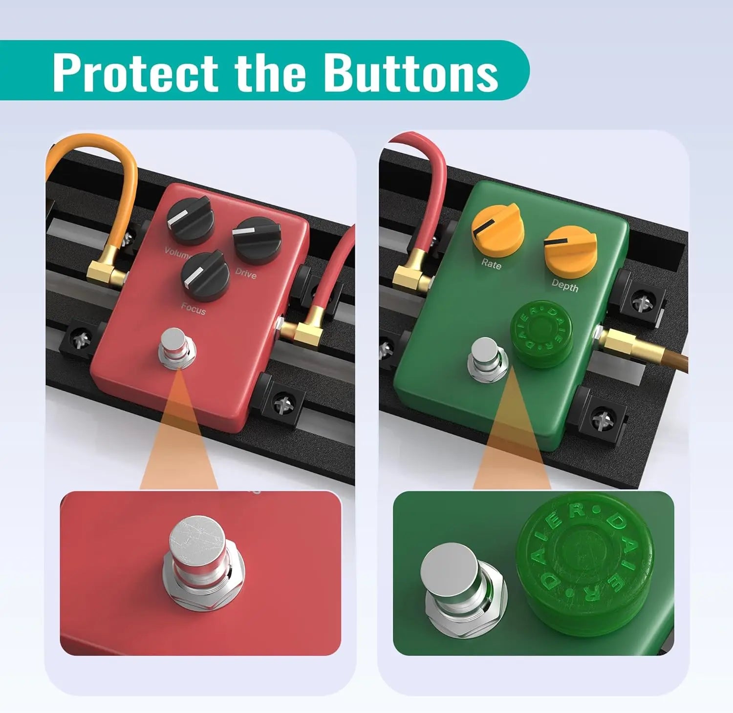 DAIERBUM 20PCS Footswitch Topper Guitar Pedal Topper Multi Color Pedal Button Caps Guitar Pedal Stomp Knobs for Pedal Board