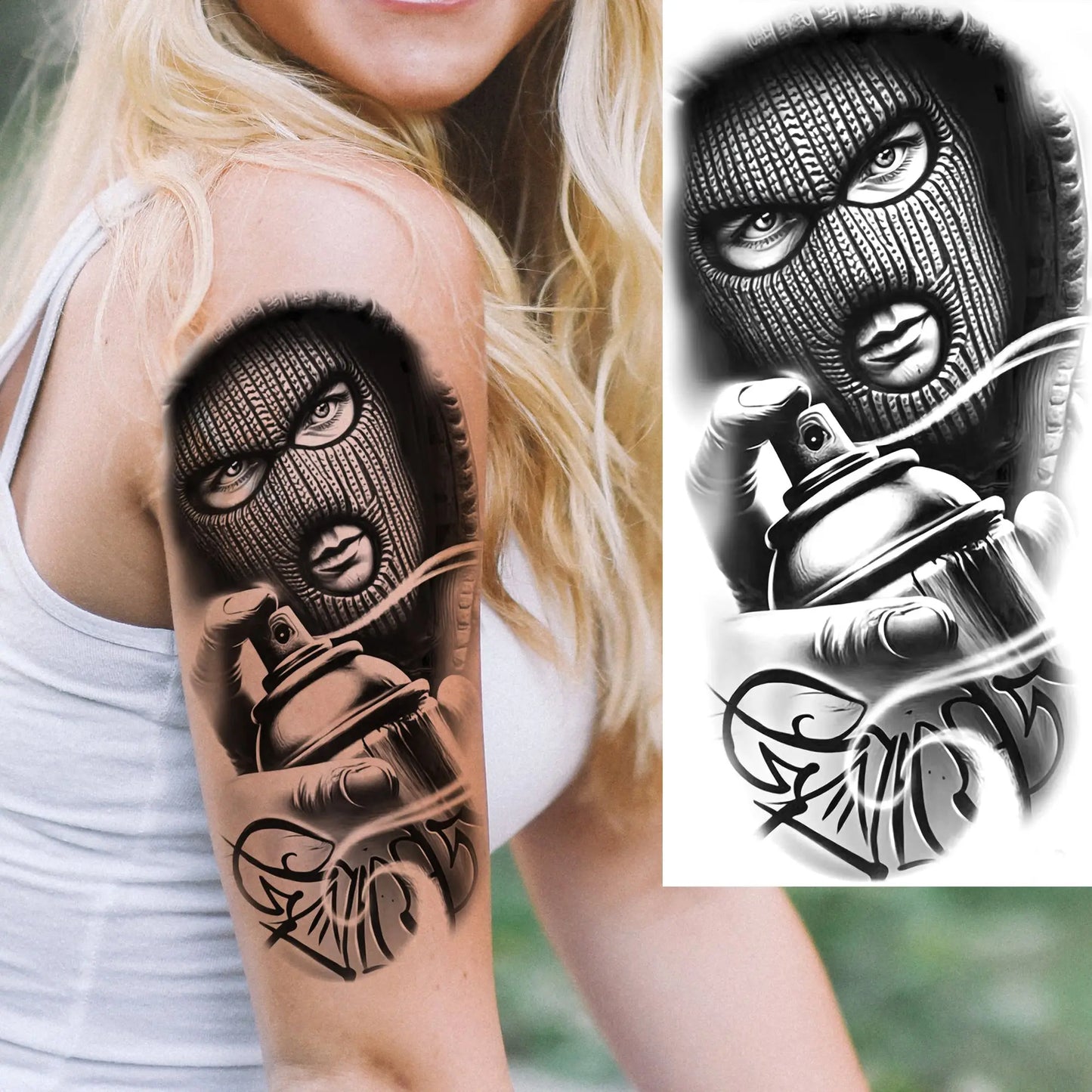 1 Sheet Evil Women Face Joker Mask Temporary Tattoos For Men Women Adults Waterproof Realistic Fake Tattoos Long Lasting Stic