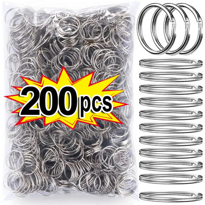 20/200pcs Stainless Steel Key Ring Key Chain 25mm Round Flat Round Split Keychain Polished Metal Blank Circle For DIY Finding