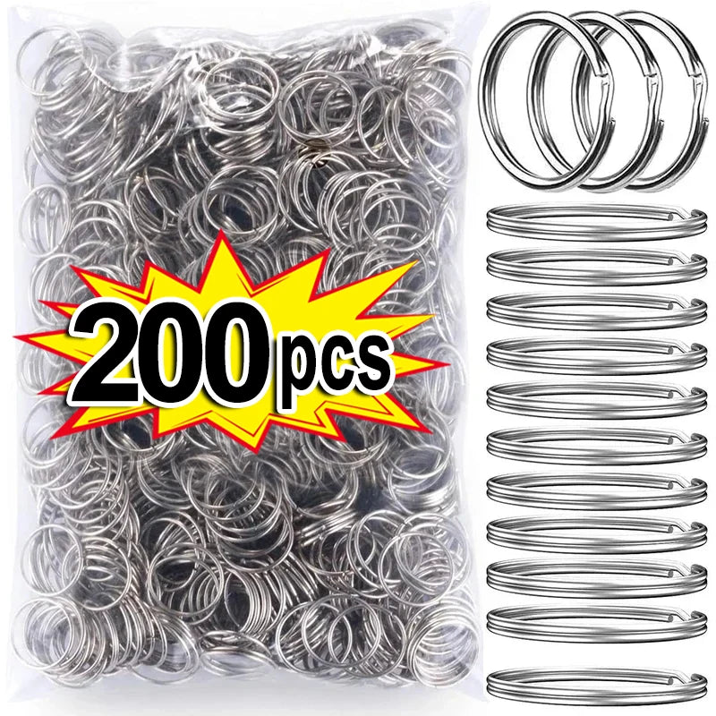20/200pcs Stainless Steel Key Ring Key Chain 25mm Round Flat Round Split Keychain Polished Metal Blank Circle For DIY Finding