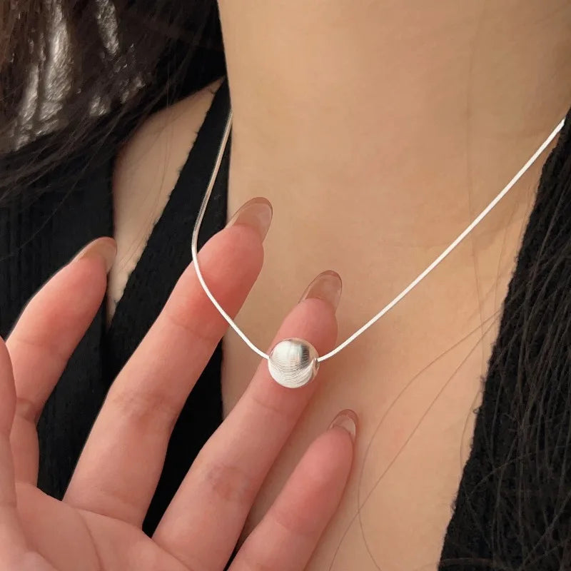 925 Sterling Silver Necklace Bead Pendant Simple for Women Wedding Engagement Jewelry Fashion Classics Gift Party