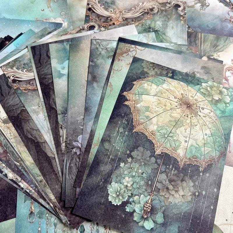 50 pieces of vintage scrapbooking material paper handmade tent DIY collage decoration background craft paper