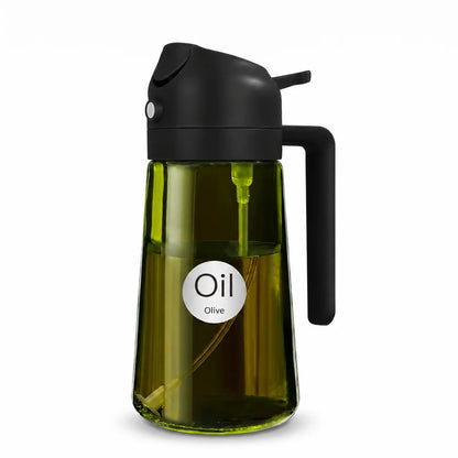 16oz Oil Dispenser Bottle for Kitchen, 2 in 1 Olive Oil Dispenser and Oil Sprayer, 470ml Olive Oil Spray Bottle for Cooking -