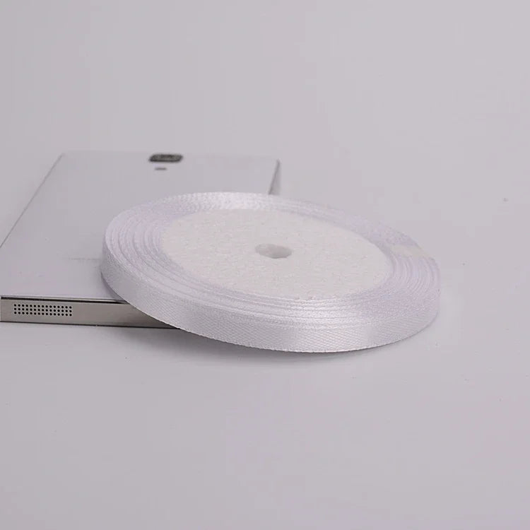 (25yards/roll)6mm-75mm White Silk Satin Ribbons Wedding Decorative Ribbon Gift Wrapping DIY Handmade Materials 9 Size - 6mm w