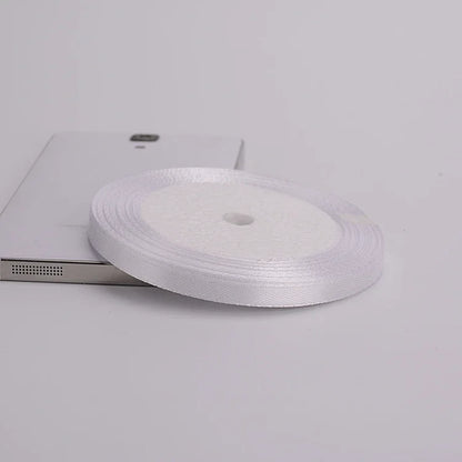 (25yards/roll)6mm-75mm White Silk Satin Ribbons Wedding Decorative Ribbon Gift Wrapping DIY Handmade Materials 9 Size - 6mm w