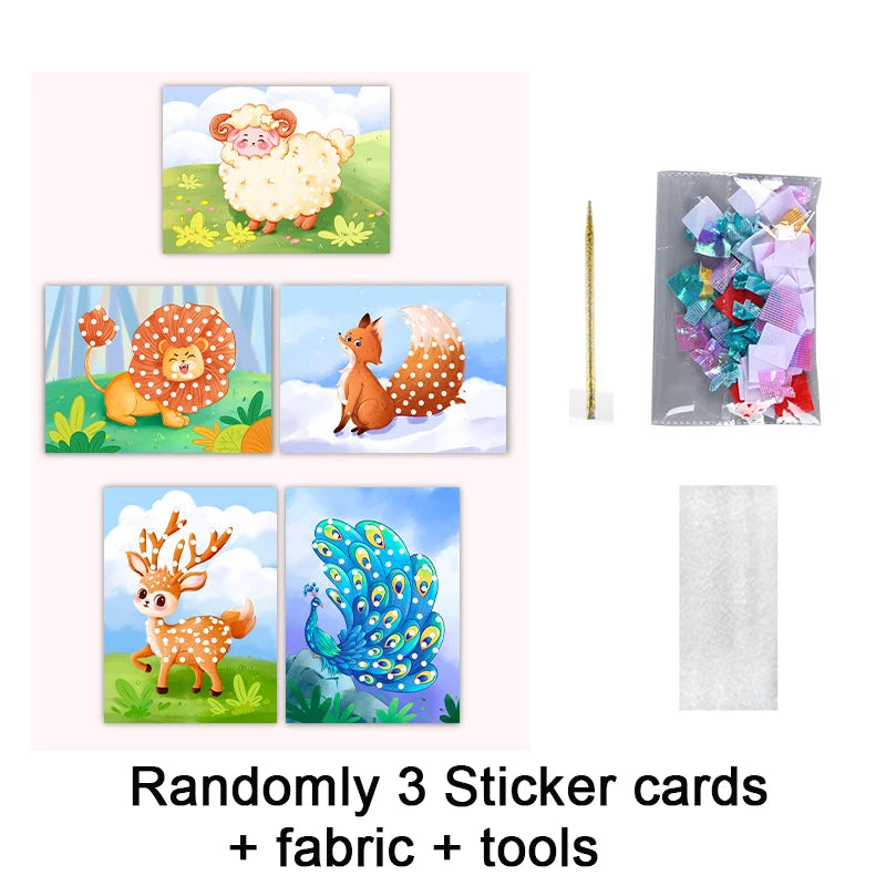 3-12pcs Sticker Cards Fabric Art Craze Poke Caft Toys Creative Puzzle Puncture Painting Poking Princess Dressing Game Childre