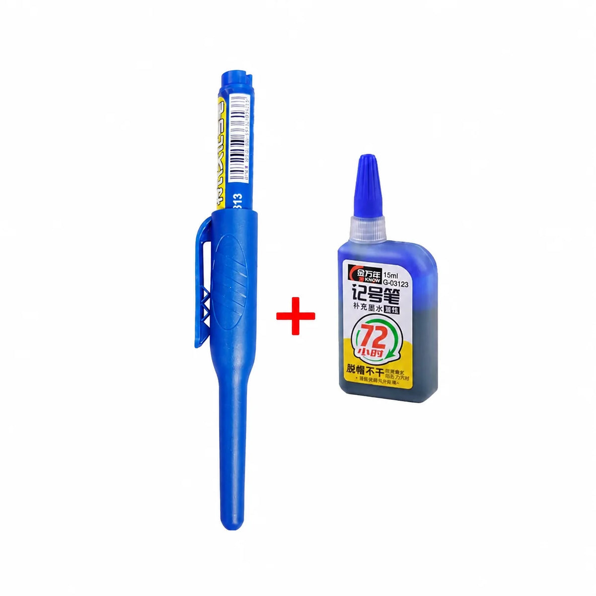 1-6Pcs 45mm Waterproof Long Head Nib Deep Hole Markers Pen Tile Carpenter Pen Multi-purpose for Woodworking Black/Blue/Red In