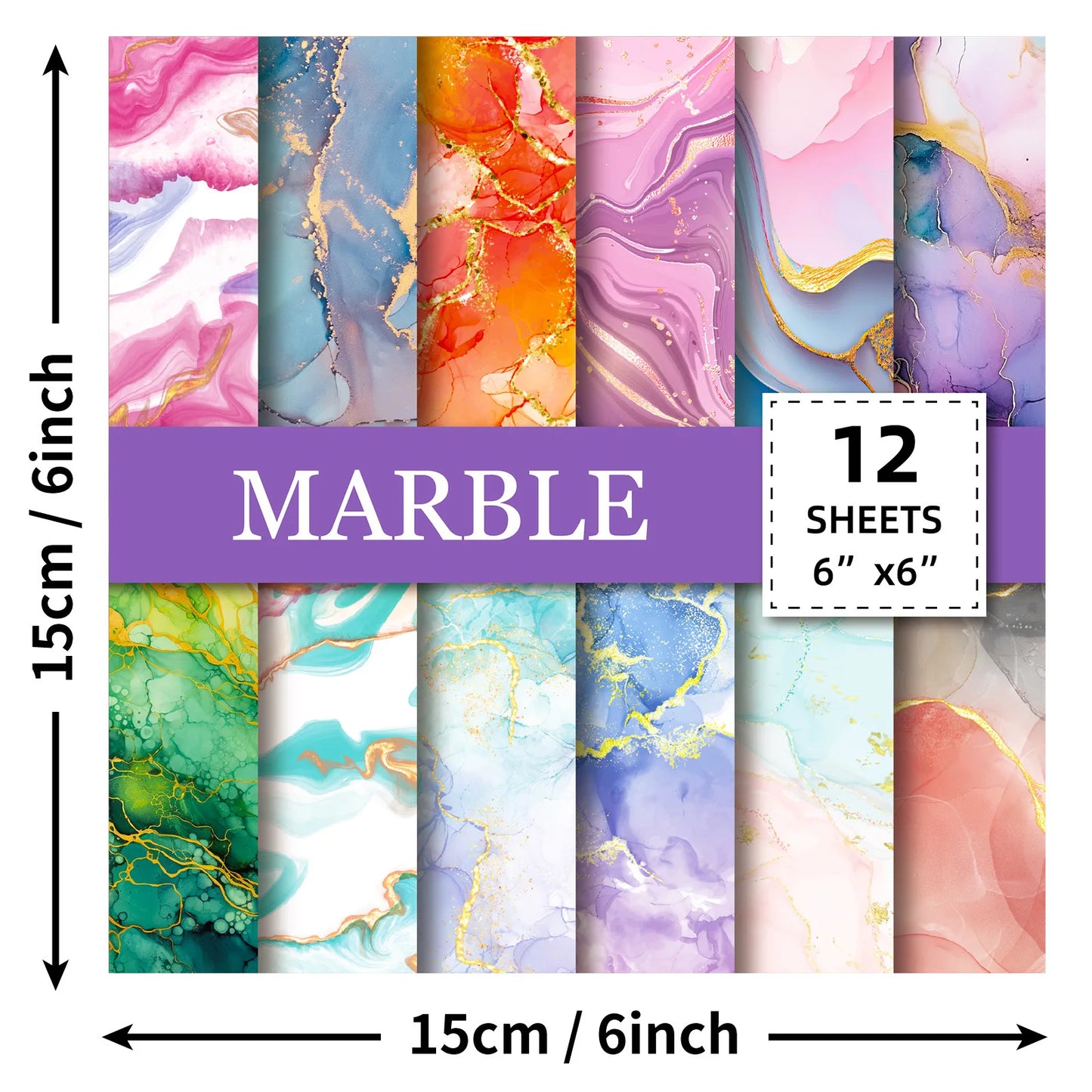 12 Sheet Scrapbooking Paper 15x15cm, Christmas Journal Planner Paper Pad Cardstock Backgrounds Card for DIY Art Craft Decorat