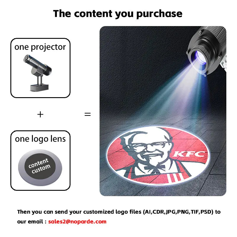LED Logo Projection Custom Advertising Notice, Restaurant Welcome Image Sign, Caution Rotary Light Gobo Projector for Outdoor