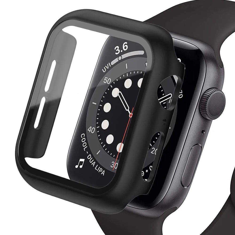 Tempered Glass+cover For Apple Watch Accessories 45mm 41mm 44mm 40mm 42mm Screen Protector Apple watch Case serie 9 4 5 6 SE 