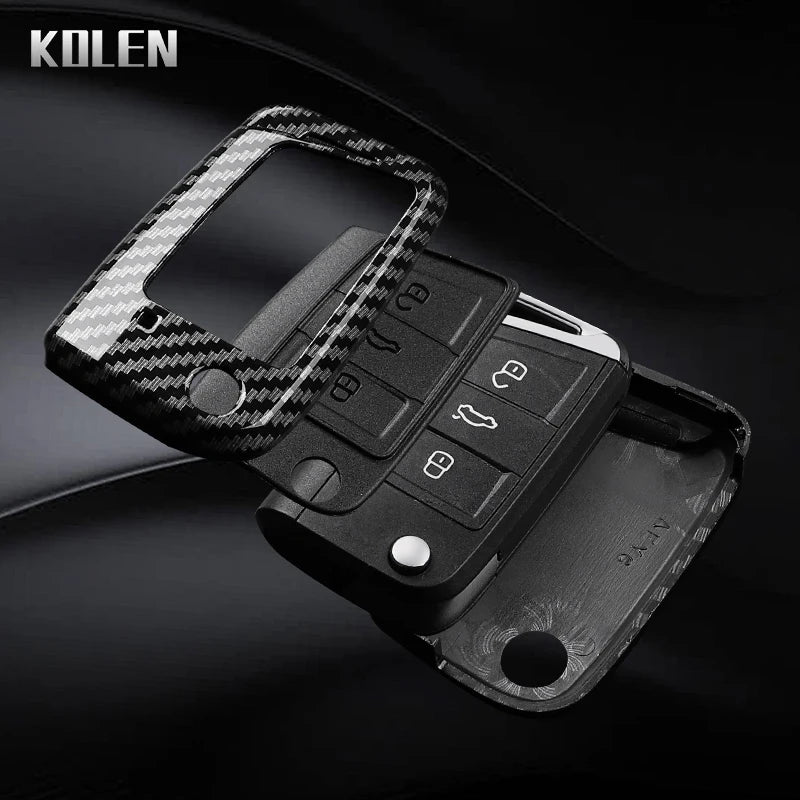 3 4 Buttons Carbon Fiber Car Key Case Cover For VW Volkswagen Golf 7 Tiguan MK2 For SEAT Ateca Leon FR 2 Ibiza For Skoda Octa