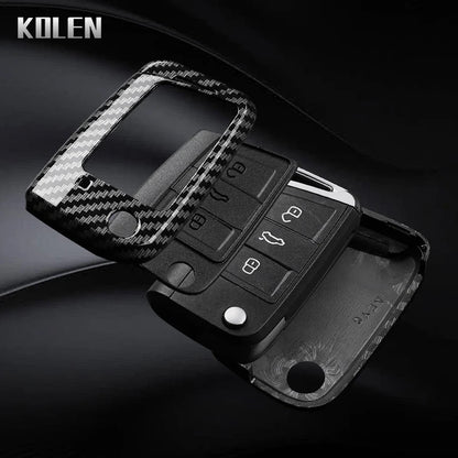 3 4 Buttons Carbon Fiber Car Key Case Cover For VW Volkswagen Golf 7 Tiguan MK2 For SEAT Ateca Leon FR 2 Ibiza For Skoda Octa