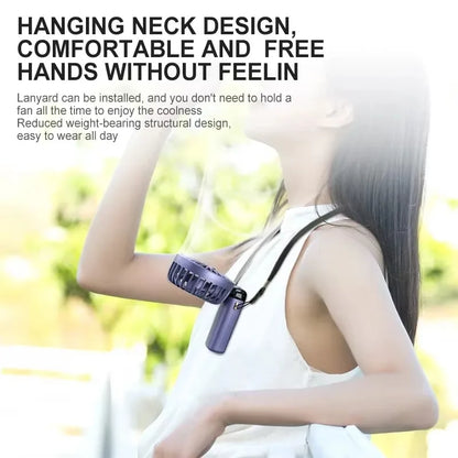 Handheld Mini Fan Foldable Portable Neck Hanging Fans 5 Speed USB Rechargeable Fan with Phone Stand and Display Screen 1800mA
