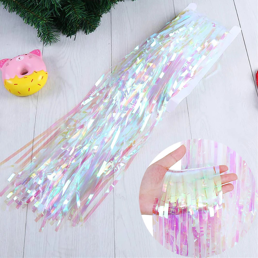 Top Matte Birthday Party Decoration Backdrop Foil Tassel Fringe Curtain Kids Adult Photo Booth Baby Shower Wedding Matte Drap