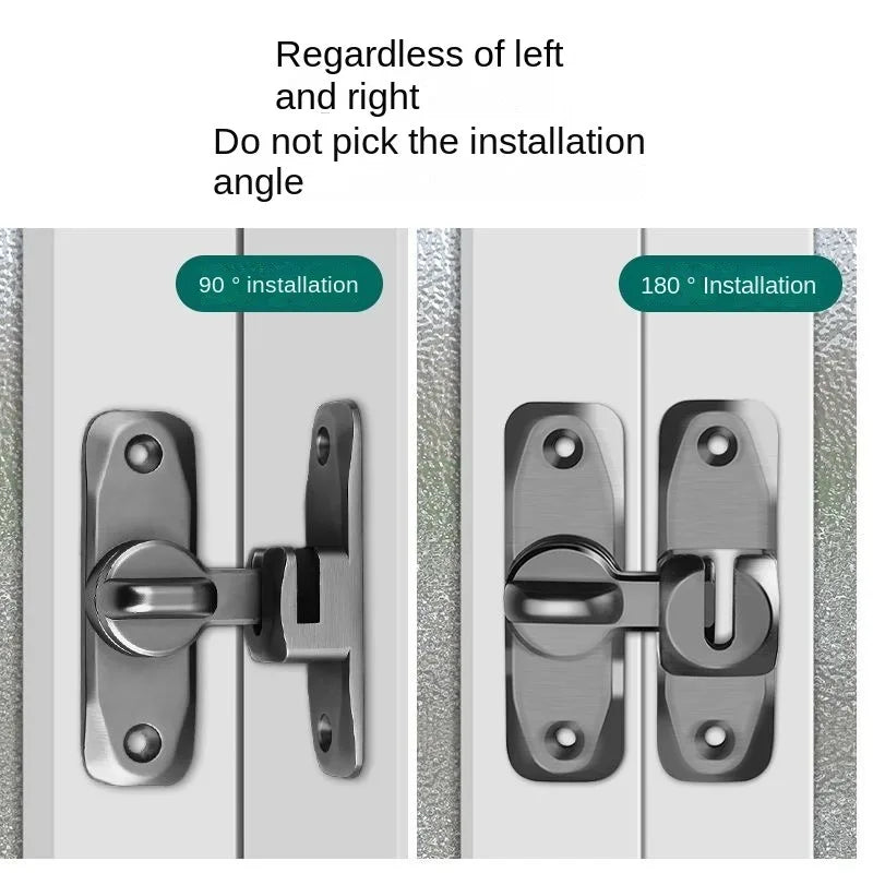 90/180 Degree Flip Door Lock Home Security Sliding Door Latch Small Gate Latches Hardware Anti-theft Lock Zinc Alloy Door Bol