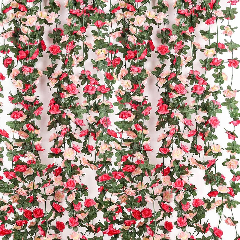 250CM Artificial Rose Flowers for Wedding Home Room Decoration Autumn Garden Outdoor Arch Christmas Rattan DIY Fake Plants Vi