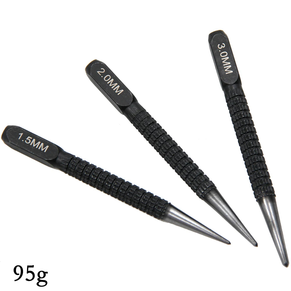 3PC Center Punch Positioning Punch Drilling Fixer Black Cylindrical Nail Punch Pin Tool Accessories - 3PC black