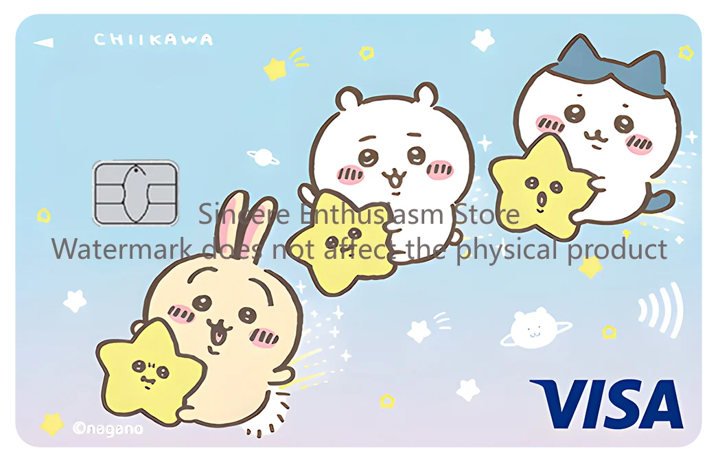 Cartoon Kawaii Chiikawas Credit Card Skin Stickers Cute Matte Sticker for VISA JCB Mastercard and Other IC Card Decorative