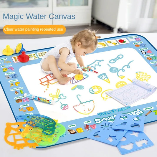 Magic Water Drawing Mat Reusable Doodle Painting Board with Pens Montessori Educational Toys for Kids Halloween Christmas Gif
