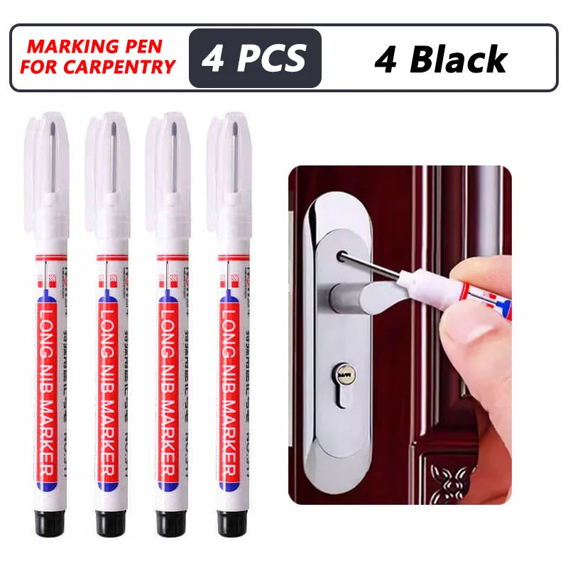 iLMH 4-40Pcs Deep Hole Long Nib Head Marker For Metal Perforating Pen Waterproof Bathroom Woodworking Decor Multi-Purpose Too