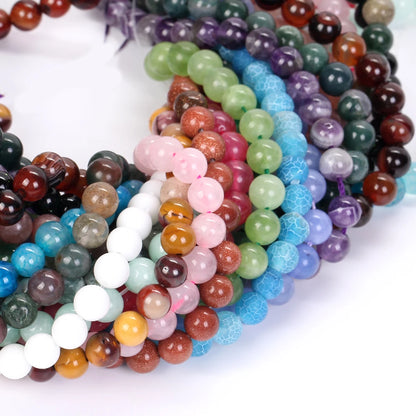 4-12MM Natural Stone Beads Lava Amethyst Tiger Eye Quartz Agates Round Loose Beads for Jewelry Making DIY Bracelet Accessorie