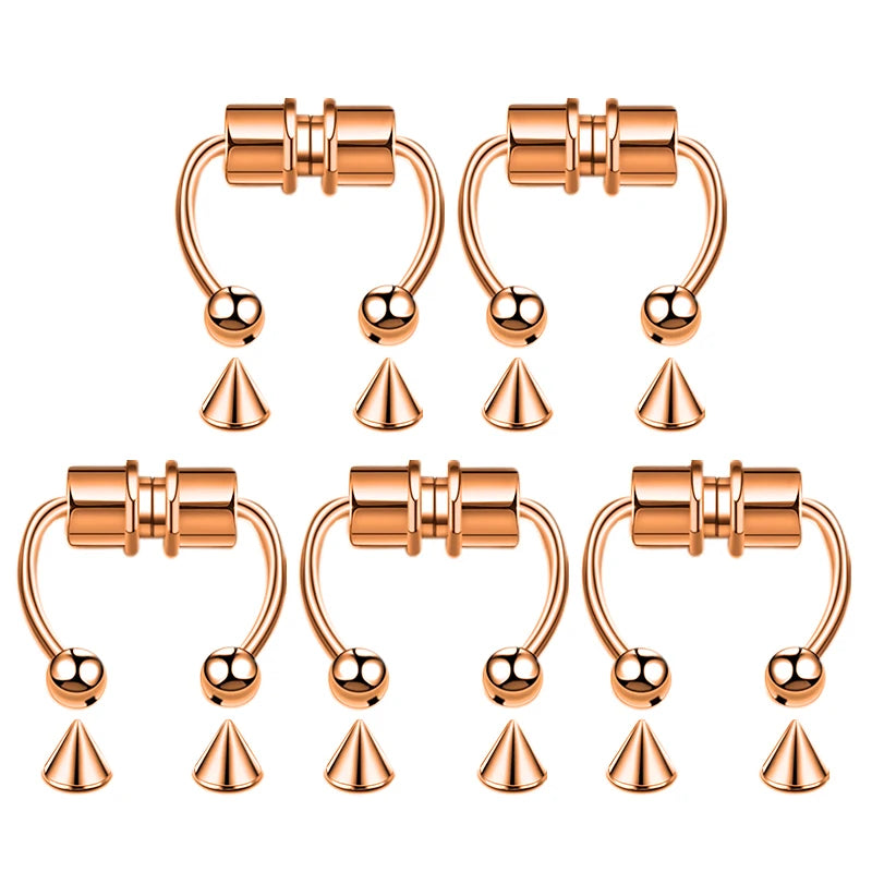 5pcs Stainless Steel Magnet Fake Nose Ring Hoop Fake Piercing Hoop Septum Rings For Women Fashion Gothic Rock Body Jewelry Gi