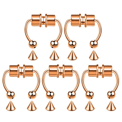 5pcs Stainless Steel Magnet Fake Nose Ring Hoop Fake Piercing Hoop Septum Rings For Women Fashion Gothic Rock Body Jewelry Gi