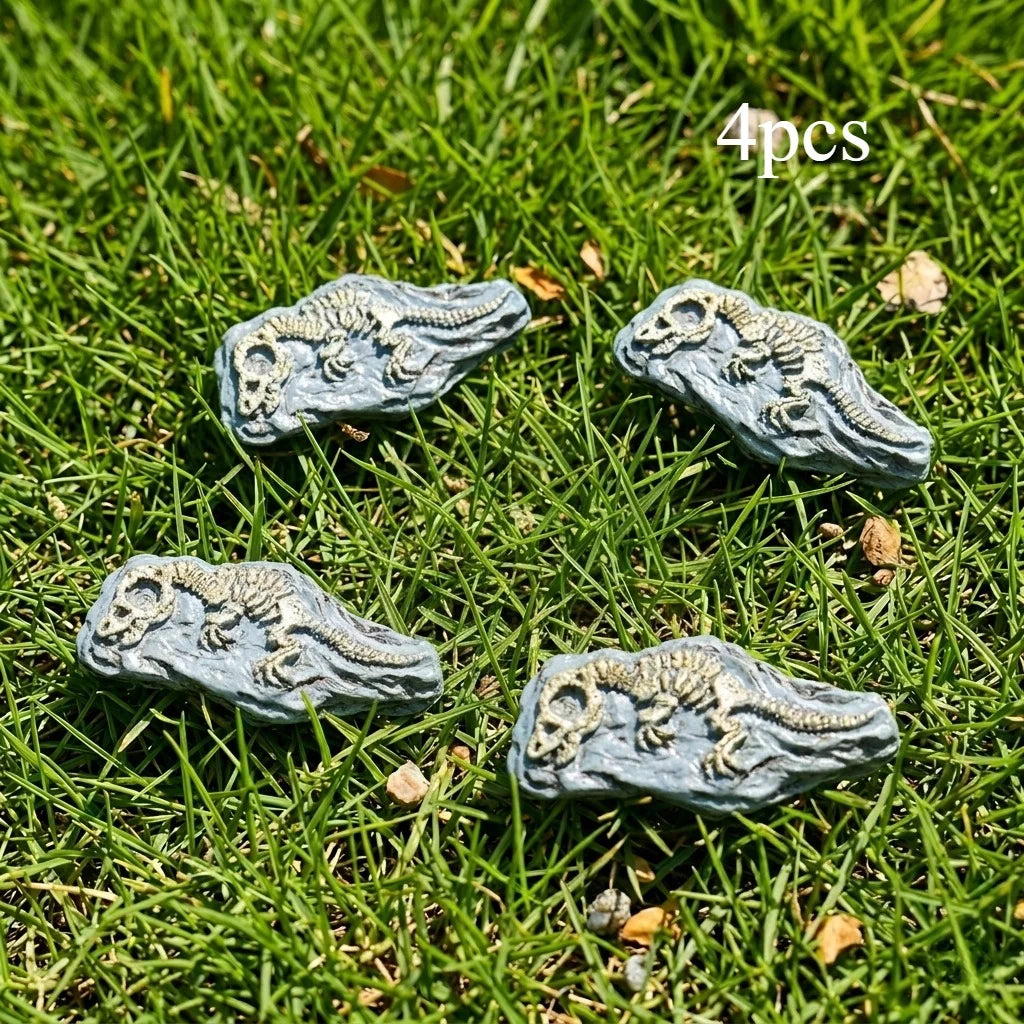 4pcs Micro Landscape Simulation Dinosaur Fossils, DIY Decorations, Desktop Accessories Small Ornaments - Tyrannosaurus fossil