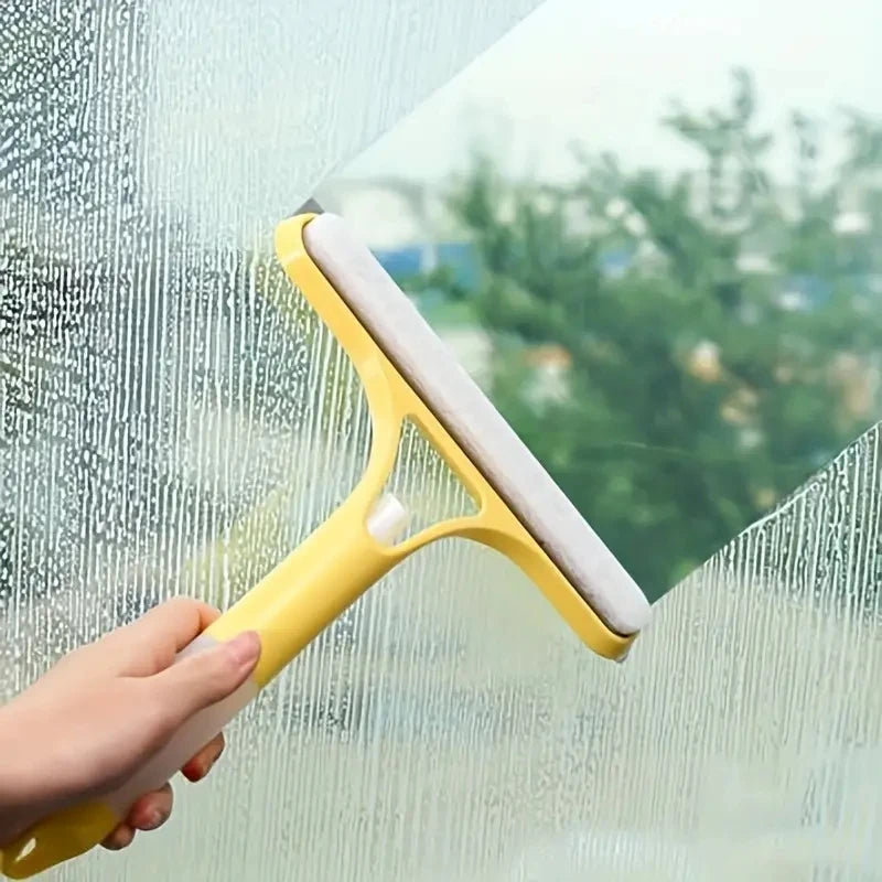 Household Multi-Function Glass Cleaning Mirror with Watering Can 3-in-1 Glass Scraper Window Scraper - YELLOW