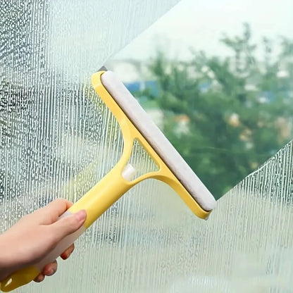 Household Multi-Function Glass Cleaning Mirror with Watering Can 3-in-1 Glass Scraper Window Scraper - YELLOW