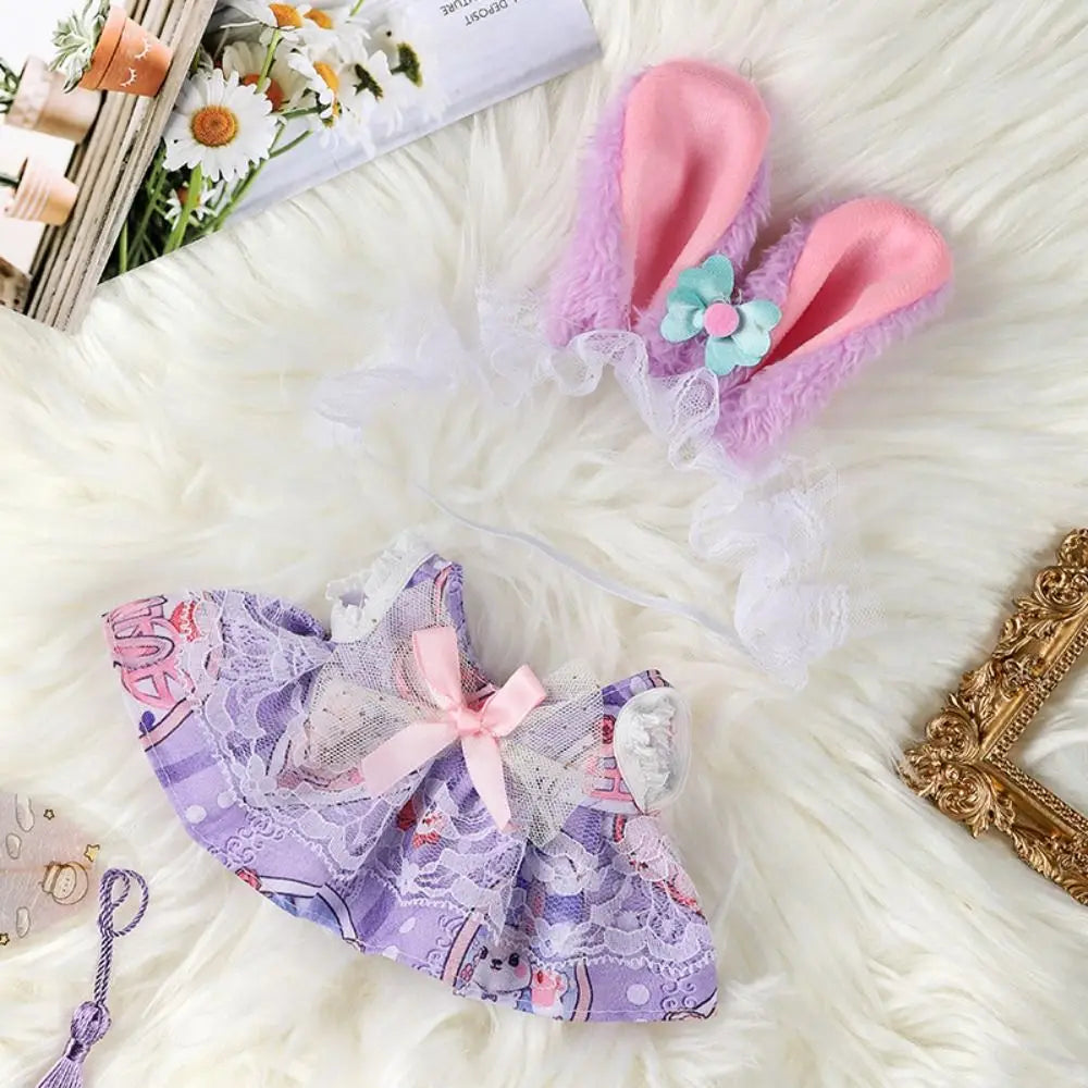 20cm Cotton Doll Clothes With Headwear Bow Headband Accessories Plush Dolls Dresses Skirt Decoration for EXO Idol Doll Access