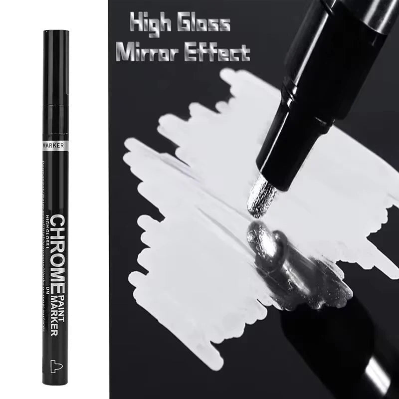 5/1pcs Chrome Pen Marker Mirror Waterproof Paint Repair For Rock Ceramic Glass Metallic Gold/Silver 2mm Nib - 1pcs Silver