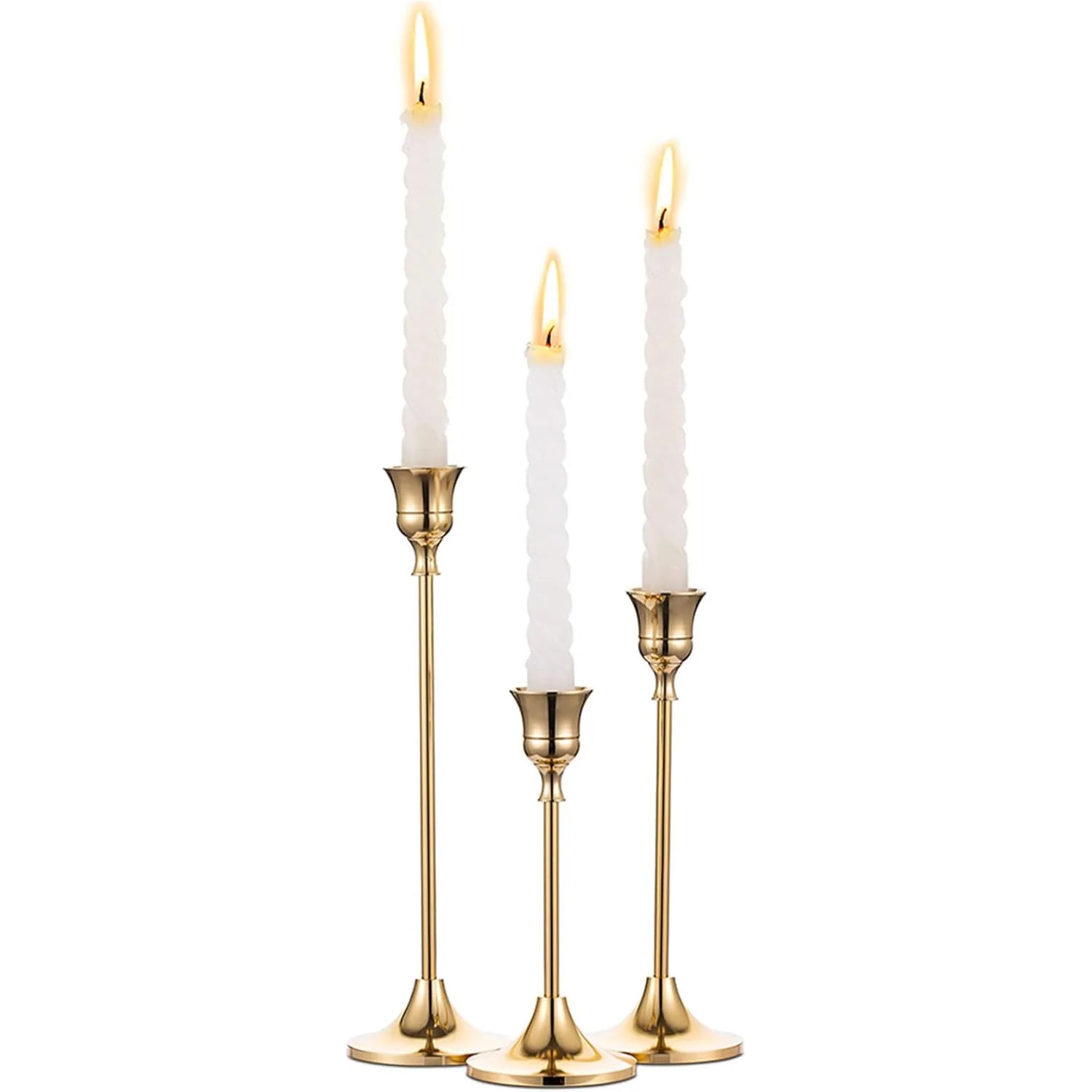 Set of 3 Vintage Elegant Metal and Aluminum Tabletop Candle Holders, Suitable for Wedding Anniversary, Home and Hotel Decorat