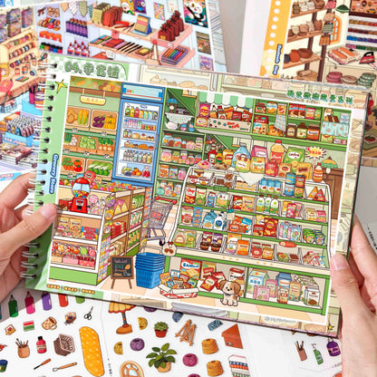 8 Types of Scene Simulation Store Management Stickers Collection, Immersive Miniature Stickers, Supermarket and Convenience S