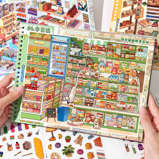 8 Types of Scene Simulation Store Management Stickers Collection, Immersive Miniature Stickers, Supermarket and Convenience S