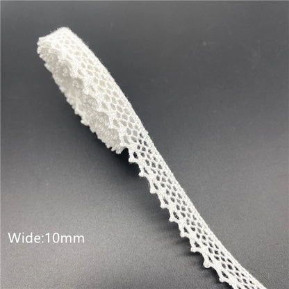 10mm-50mm 2yards White 100%Cotton Lace Ribbon For Apparel Sewing Fabric Trim Cotton Crocheted Lace Ribbon Handmade Accessorie