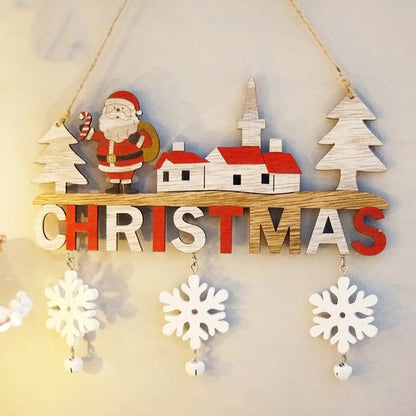 1PC Wooden Christmas Door Hanging Oranments Wall Merry Christmas Decor for Home Happy New Year Naviidad Door Pendants Gifts -