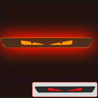 Monster Eyes Car Rear Light Sticker - Cartoon Devil Eyes Tail Light Decal, Carbon Fiber Pattern, Transparent Night Projection