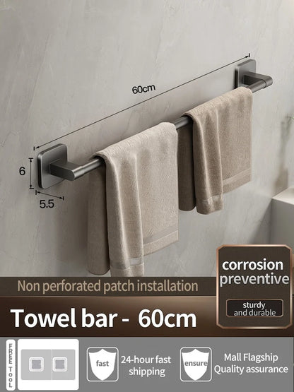 No Need To Drill Walls For Installation Bathroom Towel Bar/Hook/Towel Rack/Kitchen Rag Rack Bathroom Accessories - Gray Towel