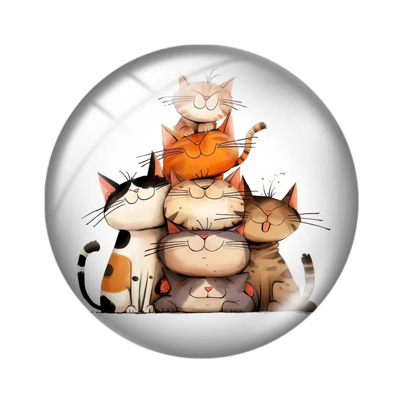 Funny Cats 10pcs 12mm/18mm/20mm/25mm Round photo glass cabochon demo flat back Making findings - 10pcs-BG2190-05 / 12mm