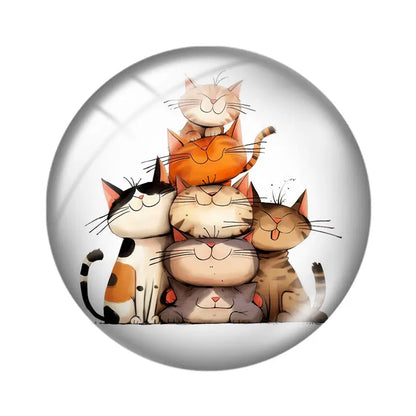 Funny Cats 10pcs 12mm/18mm/20mm/25mm Round photo glass cabochon demo flat back Making findings