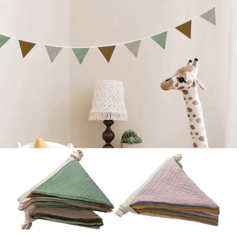Pennant Banner Flags Nursery Bunting Banner Flags Washable Cotton Fabric Triangle Pennant Garlands for Living Room and Bedroo