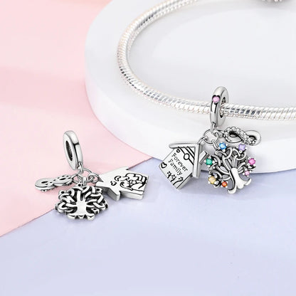 925 Sterling Silve Charms Beads Forever Love Heart Sister Family Life Charms Dangle For Bracelet Woman Jewelry Gifts