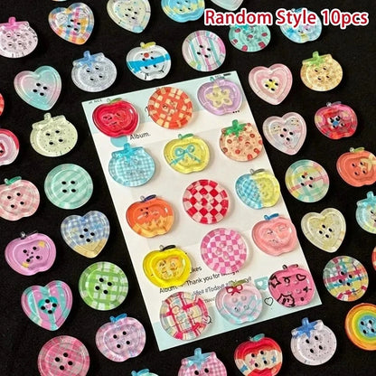 10/20pcs Dopamine Button Mixed Colored Transparent Decorative Scrapbook DIY Crafts Baby Clothing Accessorie Bead Jewelry 2025
