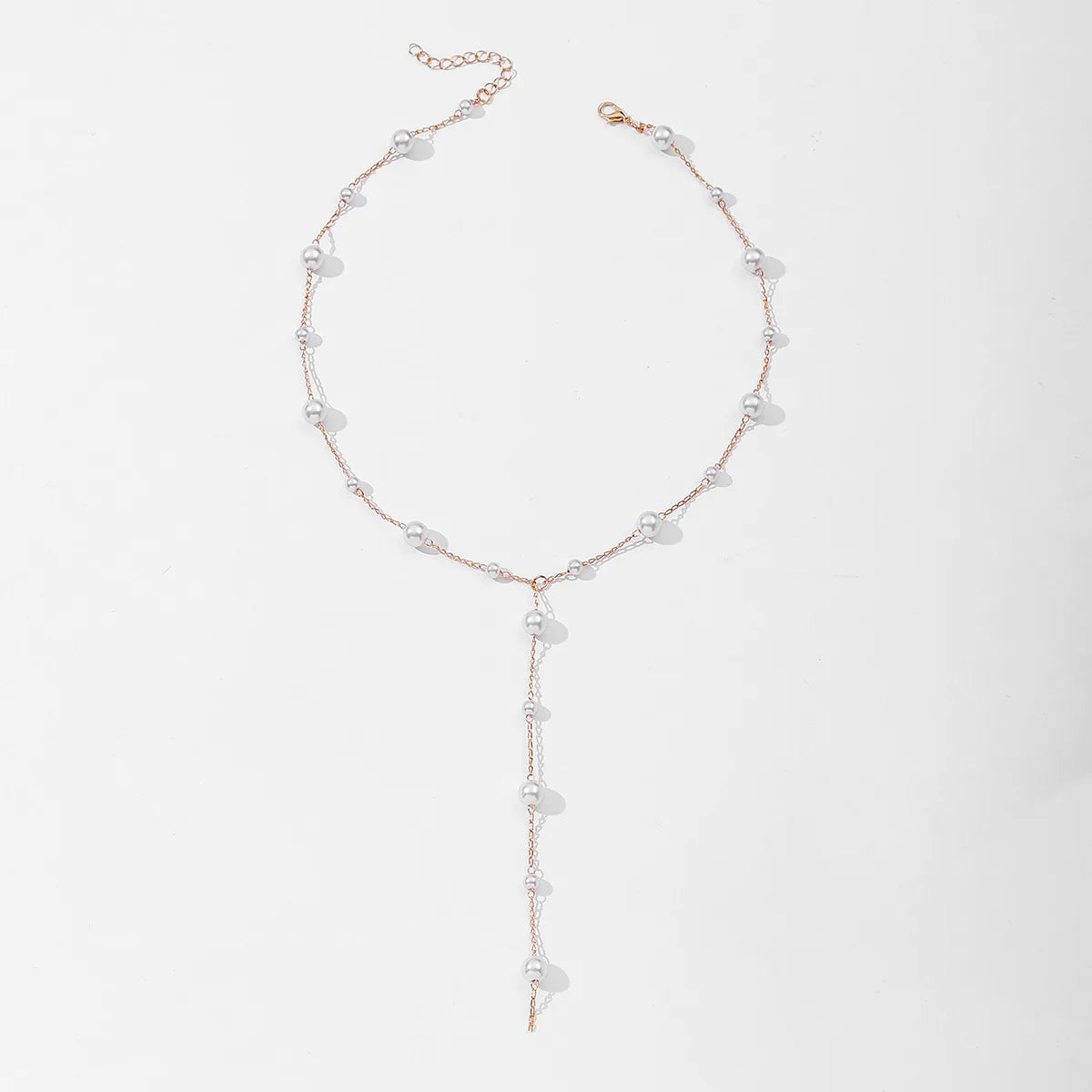 Elegant Imitation Pearl Y-Shaped Lariat Necklace For Women Simple Adjustable Long Sweater Chain Bridal & Banquet Jewelry Gift