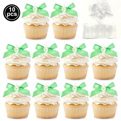 10pcs Pink Bow Cupcake Topper Pink Bow Birthday Decor Coquette Themed Party Decoration Bridal Shower Cake Topper Bow Party De